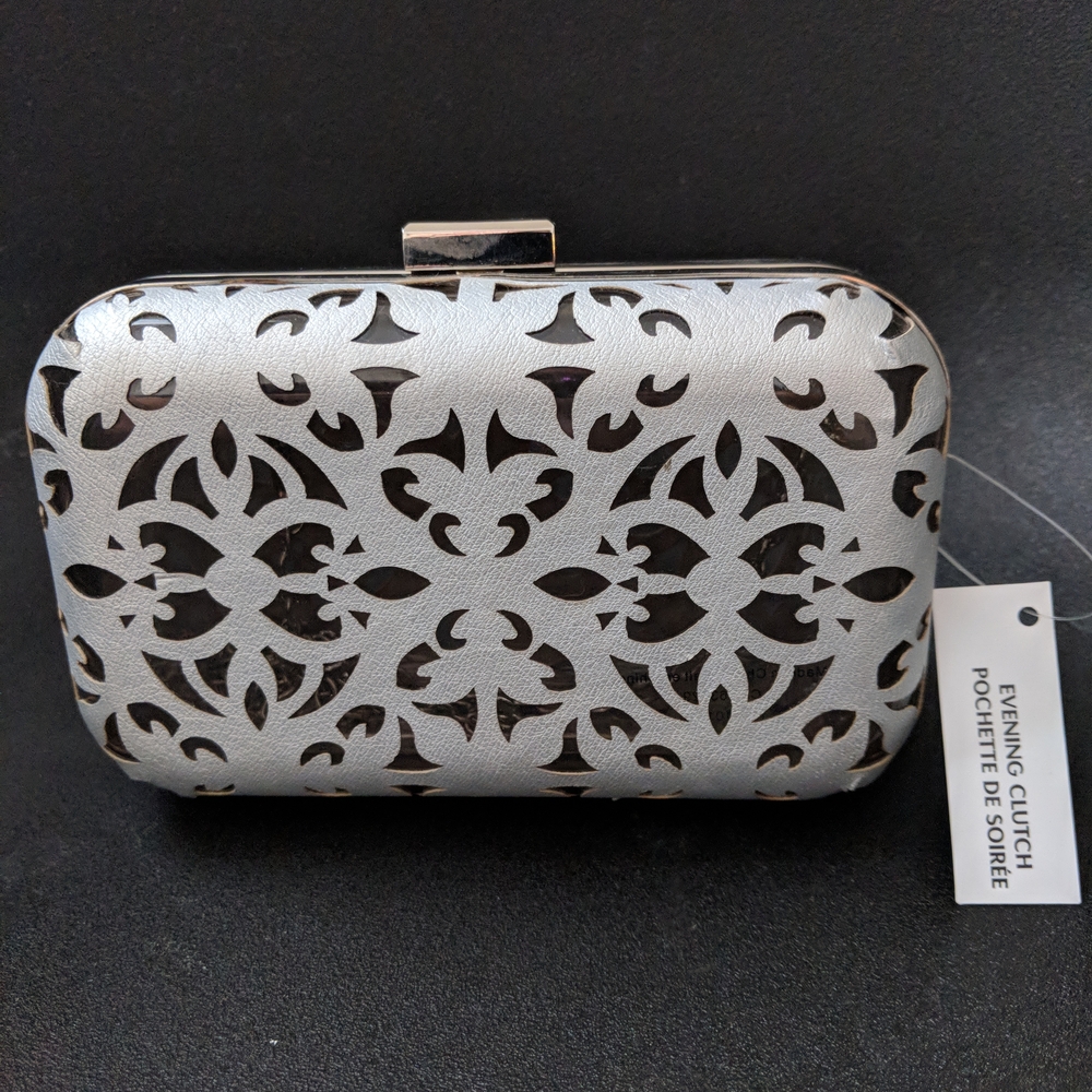 NWT Silver Cut-Out Clutch